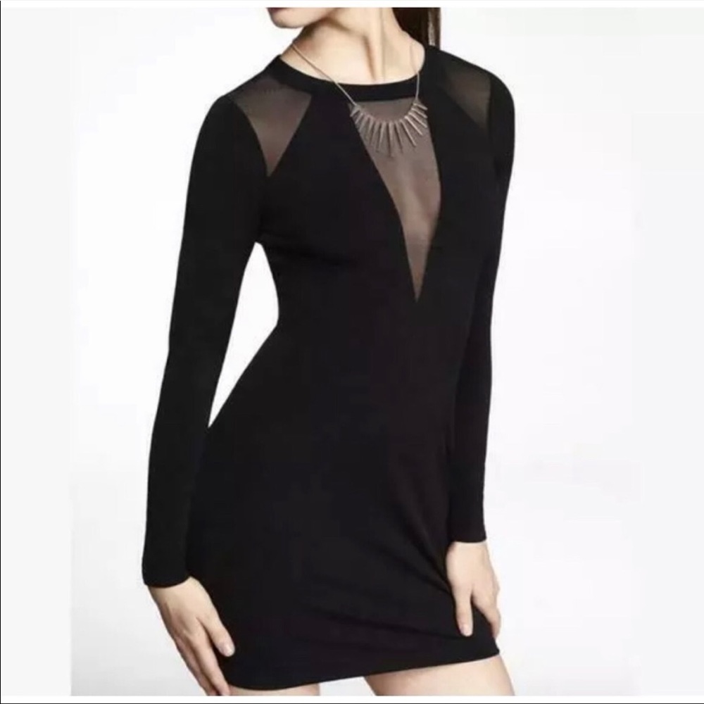 Express black mesh cutout party dress